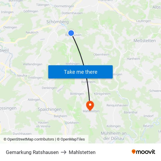 Gemarkung Ratshausen to Mahlstetten map