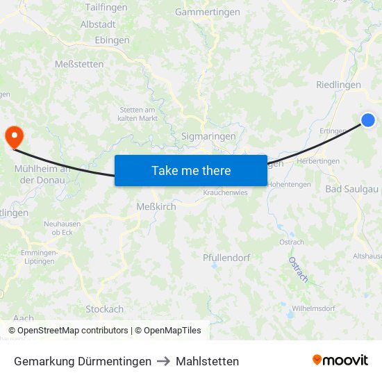 Gemarkung Dürmentingen to Mahlstetten map