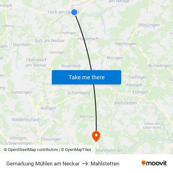 Gemarkung Mühlen am Neckar to Mahlstetten map