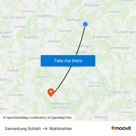 Gemarkung Schlatt to Mahlstetten map