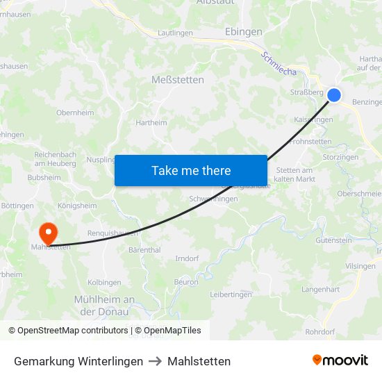 Gemarkung Winterlingen to Mahlstetten map