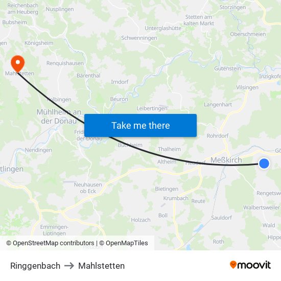 Ringgenbach to Mahlstetten map