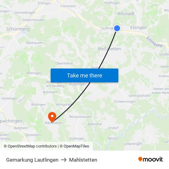 Gemarkung Lautlingen to Mahlstetten map