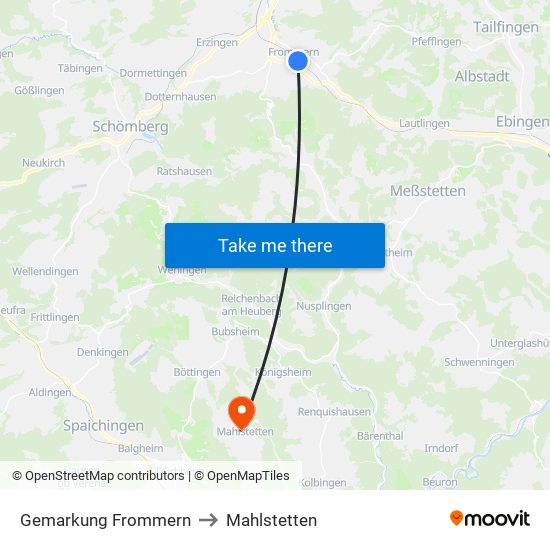 Gemarkung Frommern to Mahlstetten map