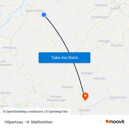 Hilpertsau to Mahlstetten map