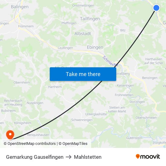 Gemarkung Gauselfingen to Mahlstetten map