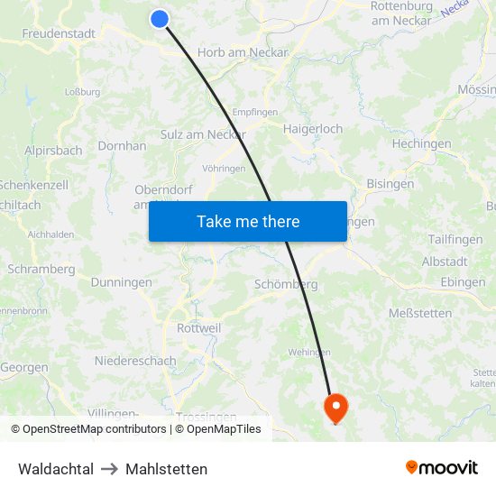 Waldachtal to Mahlstetten map