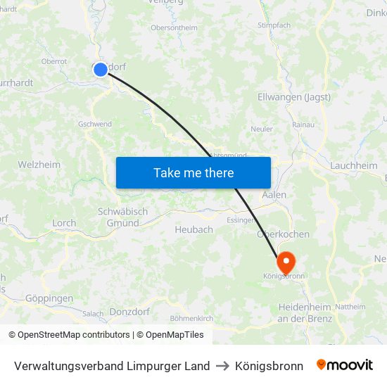 Verwaltungsverband Limpurger Land to Königsbronn map