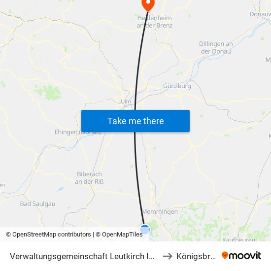 Verwaltungsgemeinschaft Leutkirch Im Allgäu to Königsbronn map