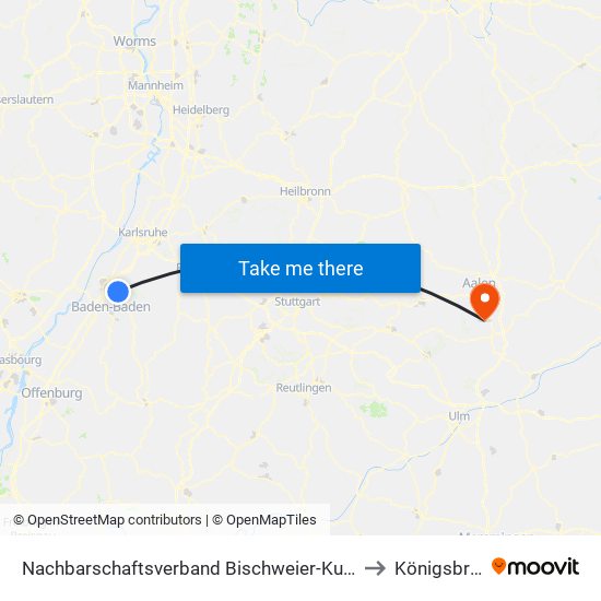 Nachbarschaftsverband Bischweier-Kuppenheim to Königsbronn map