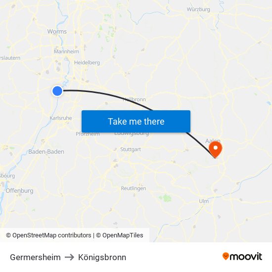 Germersheim to Königsbronn map