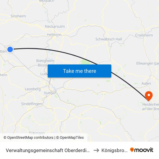 Verwaltungsgemeinschaft Oberderdingen to Königsbronn map