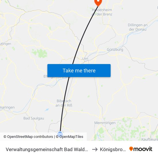 Verwaltungsgemeinschaft Bad Waldsee to Königsbronn map