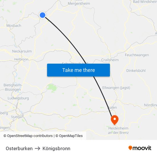 Osterburken to Königsbronn map