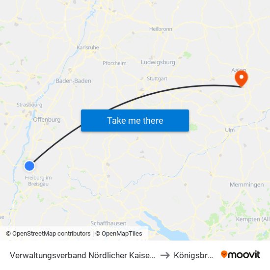 Verwaltungsverband Nördlicher Kaiserstuhl to Königsbronn map