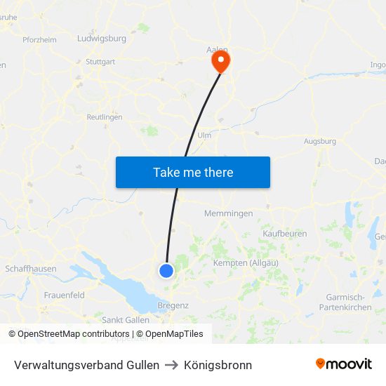 Verwaltungsverband Gullen to Königsbronn map