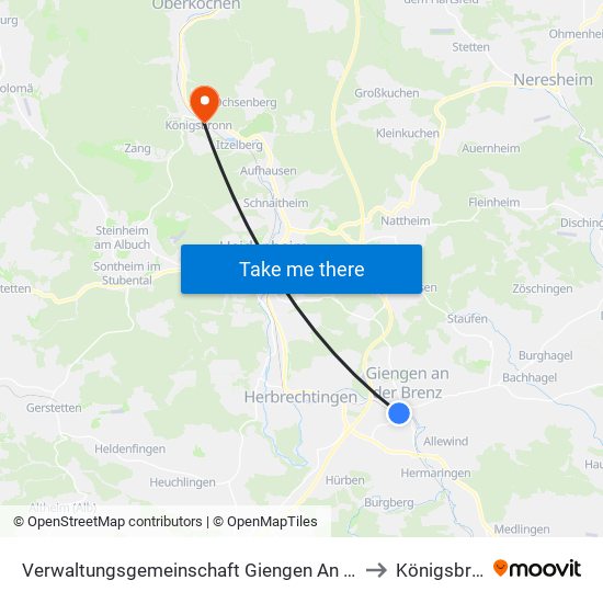 Verwaltungsgemeinschaft Giengen An Der Brenz to Königsbronn map