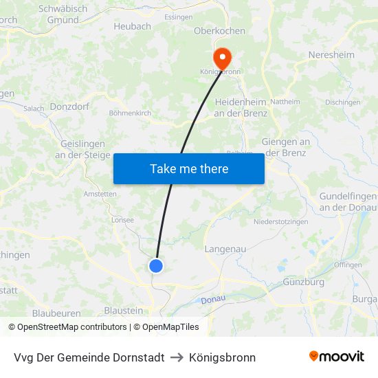 Vvg Der Gemeinde Dornstadt to Königsbronn map