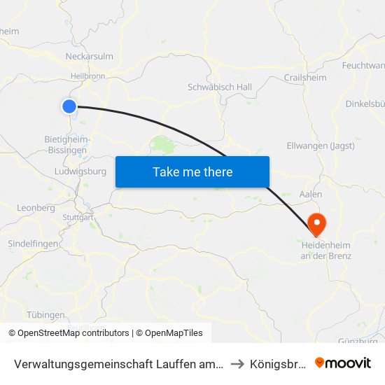 Verwaltungsgemeinschaft Lauffen am Neckar to Königsbronn map