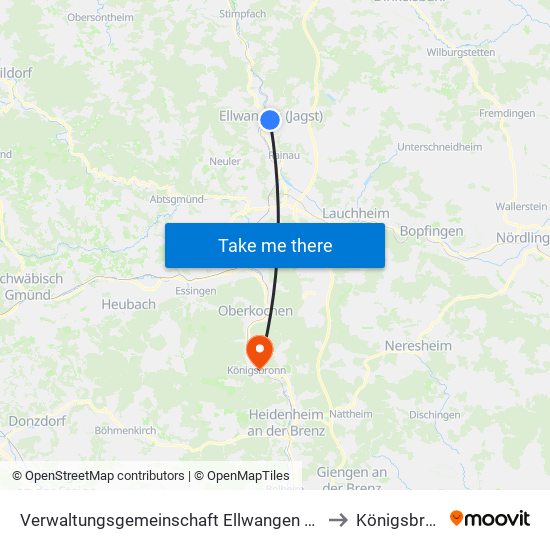 Verwaltungsgemeinschaft Ellwangen (Jagst) to Königsbronn map