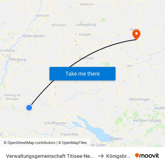 Verwaltungsgemeinschaft Titisee-Neustadt to Königsbronn map