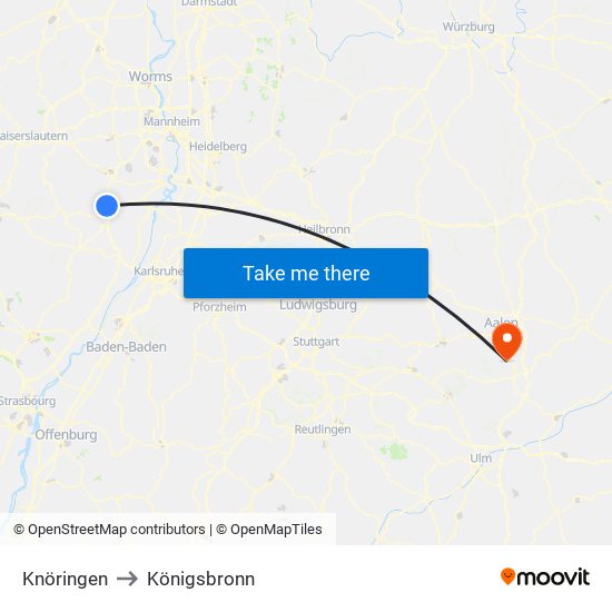 Knöringen to Königsbronn map