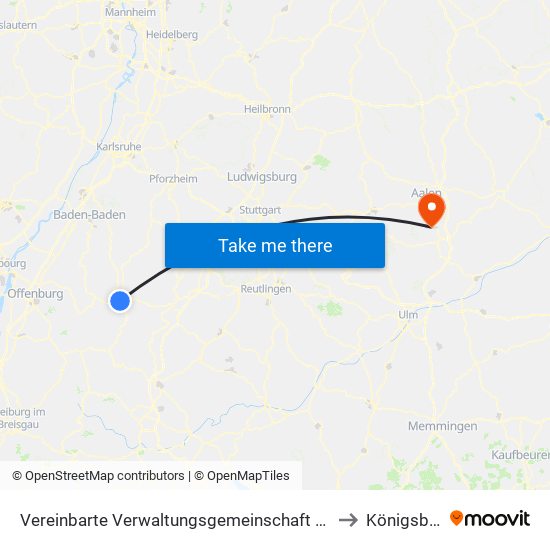 Vereinbarte Verwaltungsgemeinschaft Freudenstadt to Königsbronn map