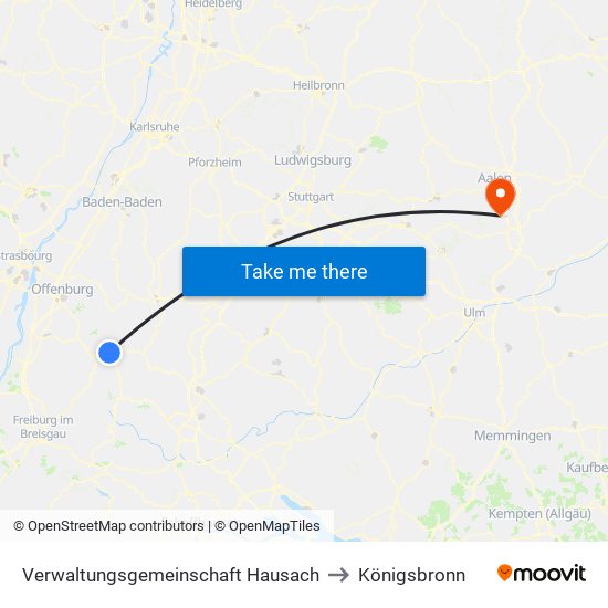Verwaltungsgemeinschaft Hausach to Königsbronn map