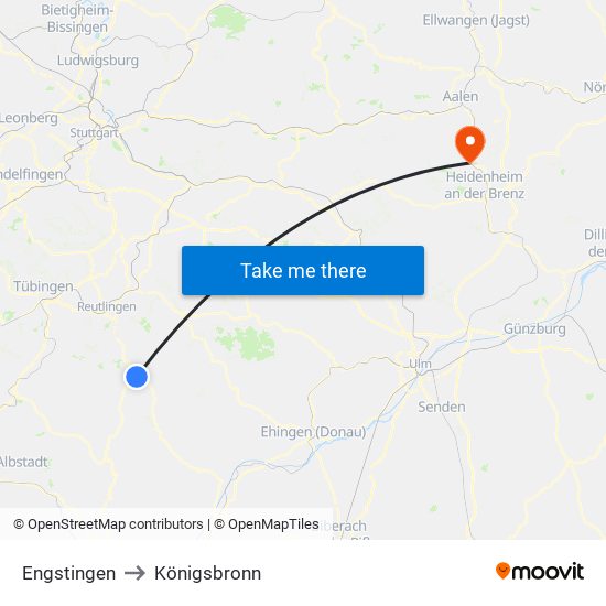 Engstingen to Königsbronn map