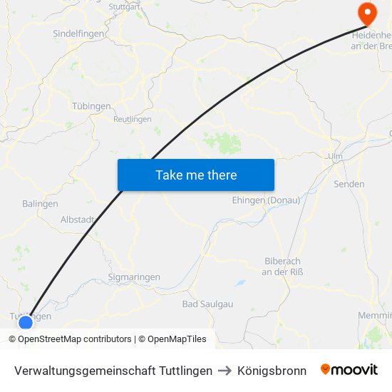 Verwaltungsgemeinschaft Tuttlingen to Königsbronn map