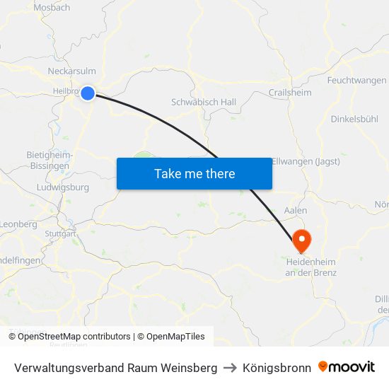 Verwaltungsverband Raum Weinsberg to Königsbronn map