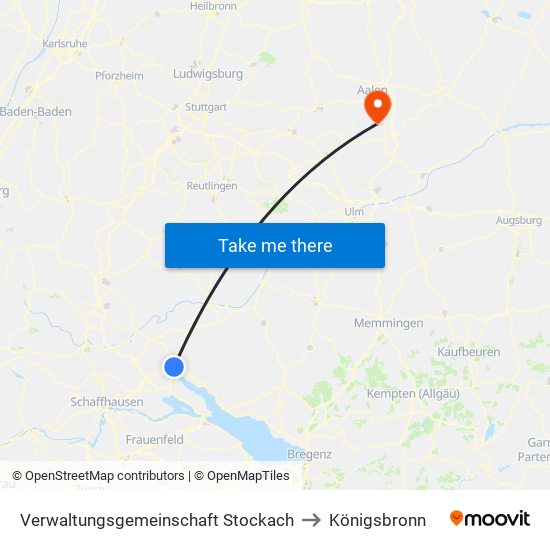 Verwaltungsgemeinschaft Stockach to Königsbronn map