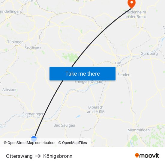 Otterswang to Königsbronn map