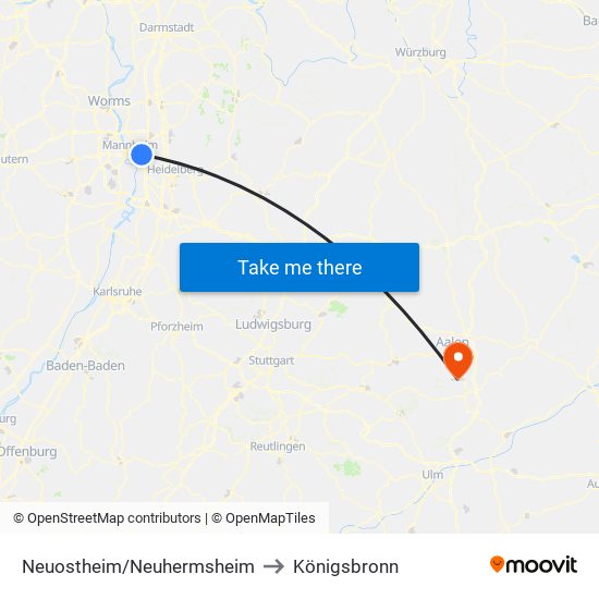 Neuostheim/Neuhermsheim to Königsbronn map