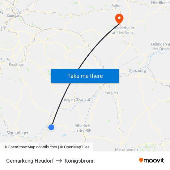 Gemarkung Heudorf to Königsbronn map