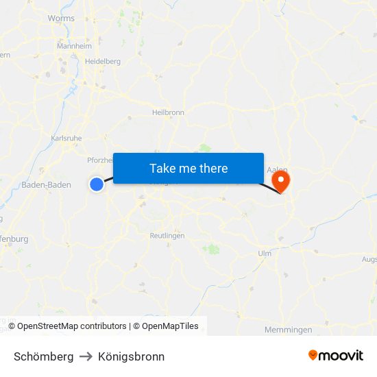 Schömberg to Königsbronn map