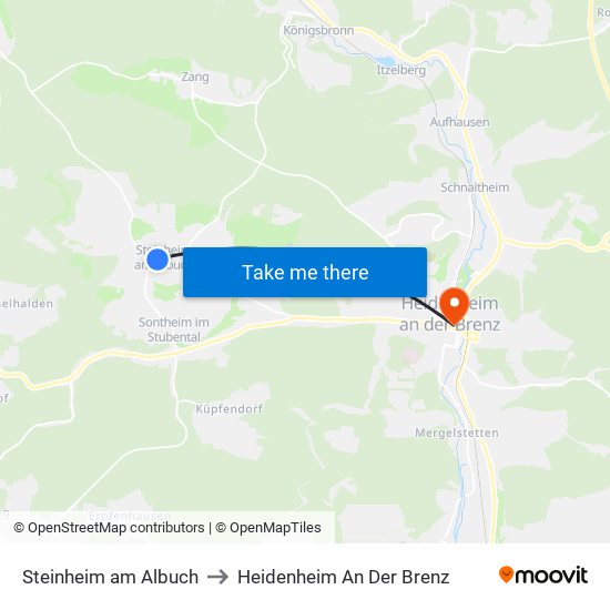 Steinheim am Albuch to Heidenheim An Der Brenz map