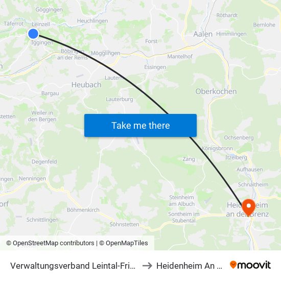 Verwaltungsverband Leintal-Frickenhofer Höhe to Heidenheim An Der Brenz map