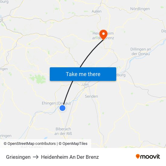 Griesingen to Heidenheim An Der Brenz map