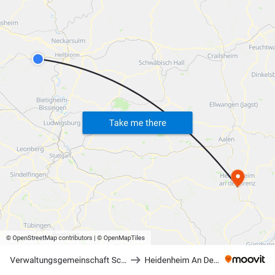 Verwaltungsgemeinschaft Schwaigern to Heidenheim An Der Brenz map