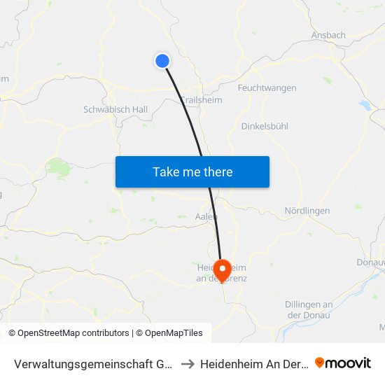 Verwaltungsgemeinschaft Gerabronn to Heidenheim An Der Brenz map
