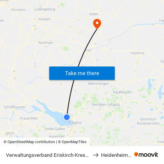 Verwaltungsverband Eriskirch-Kressbronn am Bodensee-Langenargen to Heidenheim An Der Brenz map