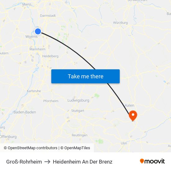 Groß-Rohrheim to Heidenheim An Der Brenz map