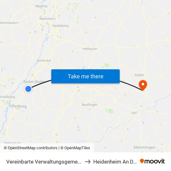 Vereinbarte Verwaltungsgemeinschaft Bühl to Heidenheim An Der Brenz map