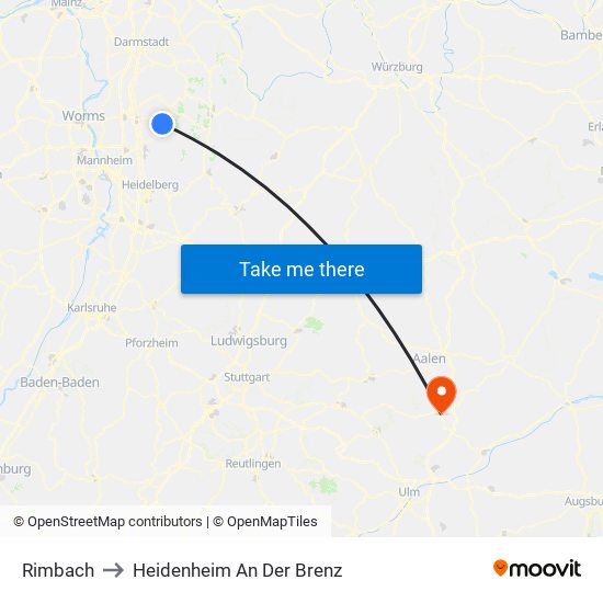 Rimbach to Heidenheim An Der Brenz map