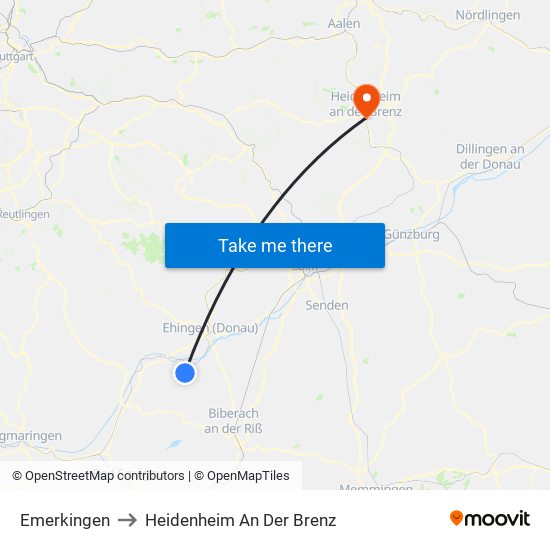 Emerkingen to Heidenheim An Der Brenz map