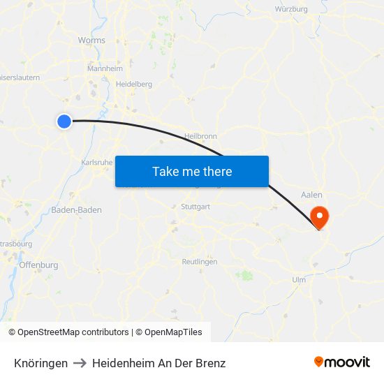 Knöringen to Heidenheim An Der Brenz map