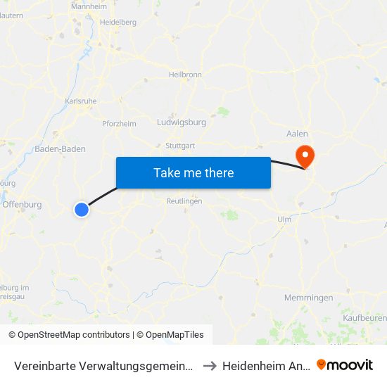 Vereinbarte Verwaltungsgemeinschaft Freudenstadt to Heidenheim An Der Brenz map