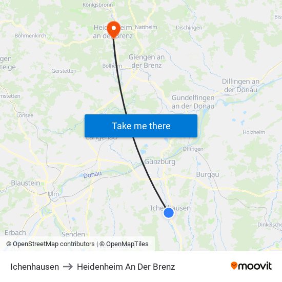 Ichenhausen to Heidenheim An Der Brenz map
