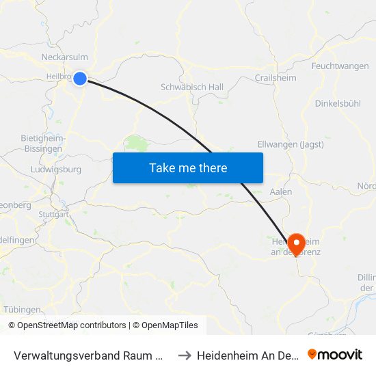 Verwaltungsverband Raum Weinsberg to Heidenheim An Der Brenz map